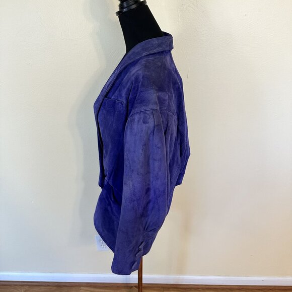 Vtg Wimlit Womens Purple Suede Jacket Small Button 1980s Korea Bomber Coat - Picture 11 of 16